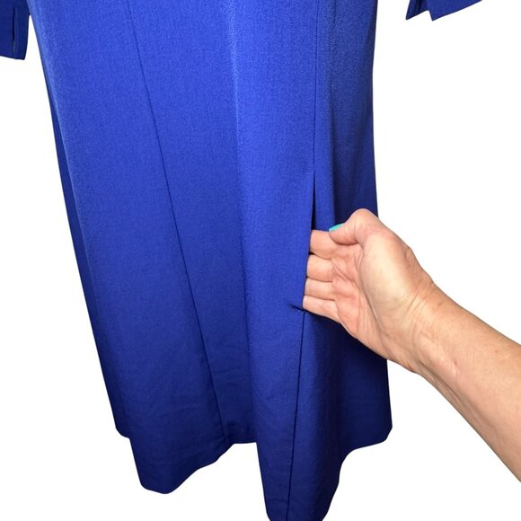 M.M. LaFleur Emily Blue Stretch Knee Length Square Neck Sheath Dress Size 10 - Picture 8 of 12